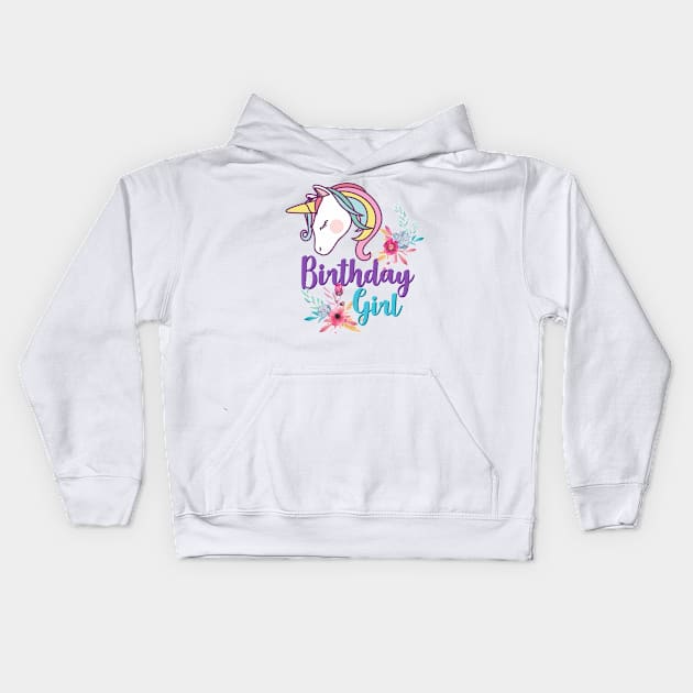 Unicorn Birthday Girl T Shirt Kids Hoodie by BProject